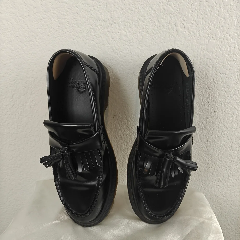 Dr. Martens Adrian Tassel Loafers Black Patent Leather Sz US 7M/8W Chunky Preppy